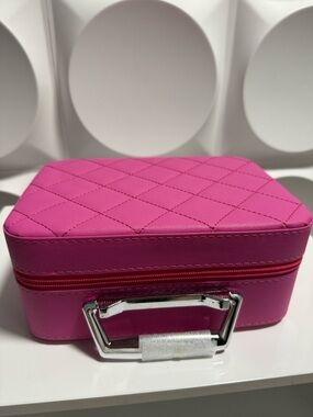 Pink Quilted Travel Makeup Case